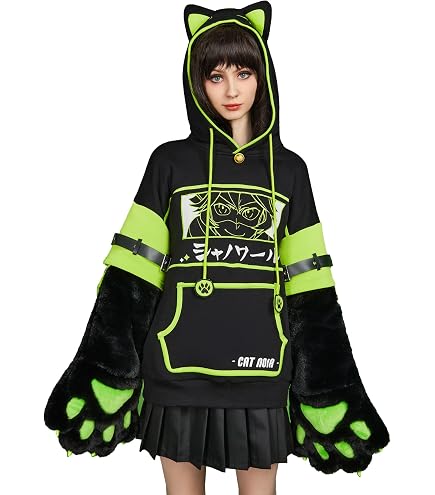Amazon.com: Micotaku Raccoon Black and Gray Paw Hoodie Adult Daily